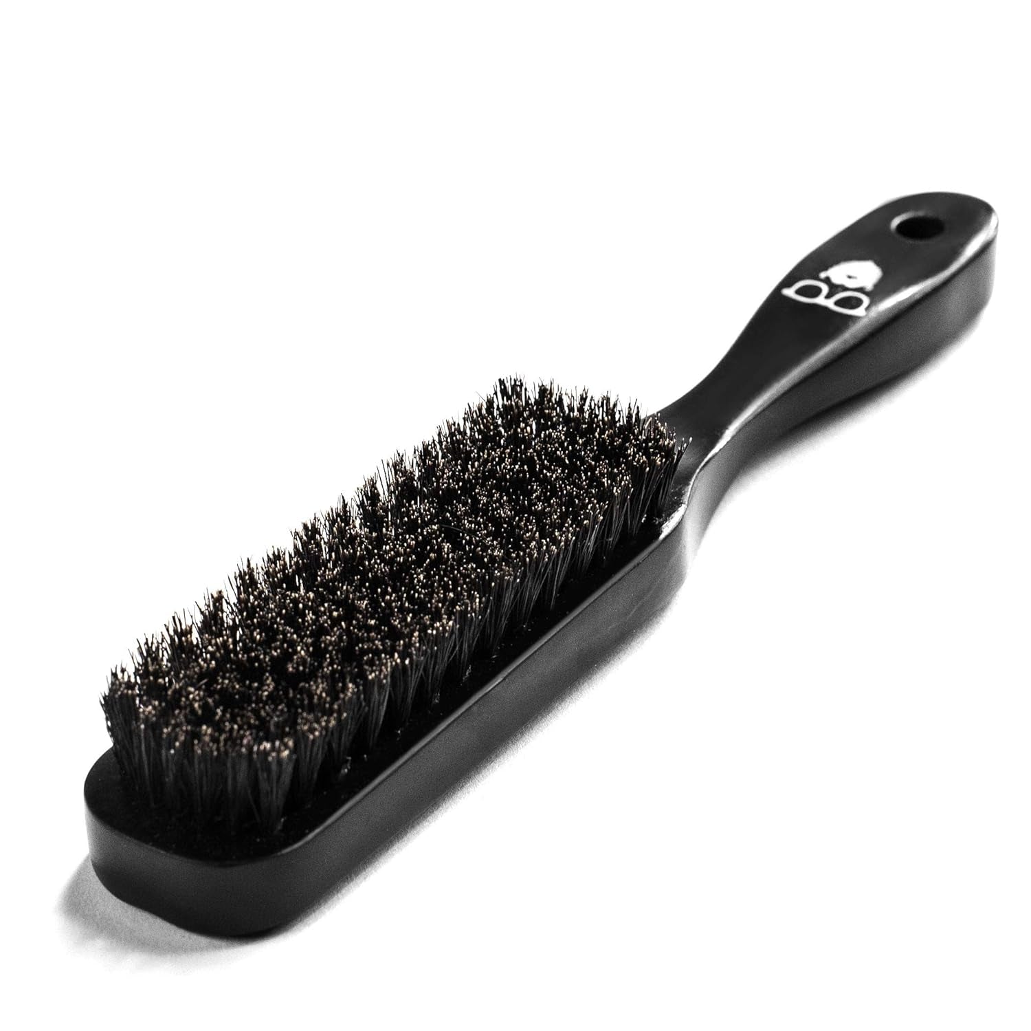 Beard Brush Black - 100% Boar Bristles and Durable Bamboo Handle - Removes Tangles, Beard Dandruff, Ingrown Hairs and Detangles Loose Hairs with Ease - Long Lasting