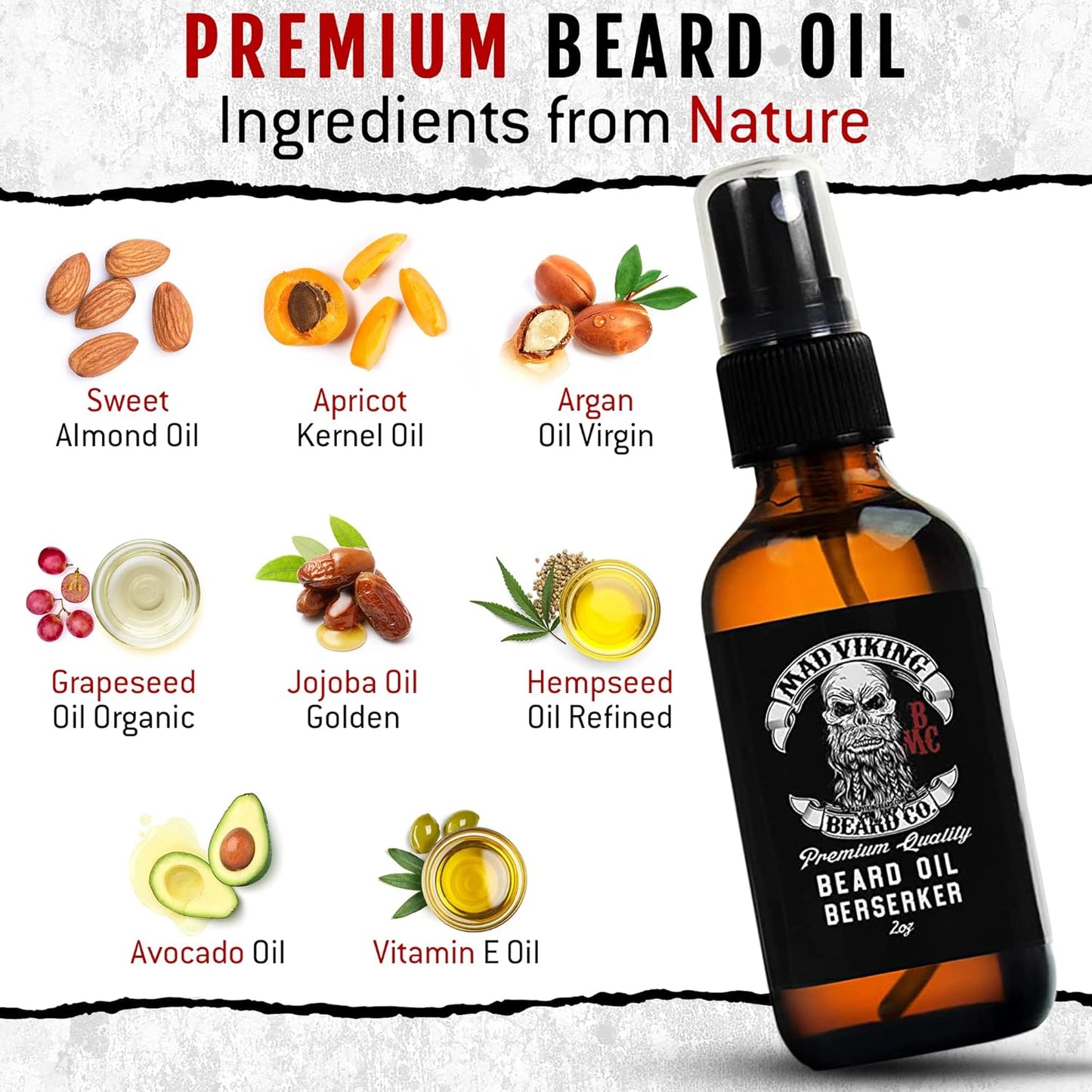 Premium Beard Oil for Men - Natural Beard Softener, Conditioner, and Skin Moisturizer to Reduce Beard Itch for Thicker Looking Beards, Made in the USA (Ravn Rom, 2Oz Beard Oil)